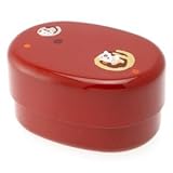 Japanese Red/Gold Curled Cat 2-Tiered Bento Box 51275