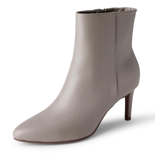 Amazon Essentials Women's Stiletto Heel Dress Ankle Boots with Side Zip, Taupe…