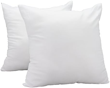 (Set of 2) Premium 26"x26" White Cotton Feel Microfiber Square Sham Euro Sofa Bed Couch Decorative Pillow Insert Form Fill Stuffer Cushion Made in USA (26x26) Product Name