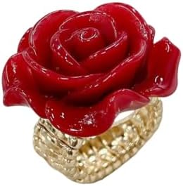 Amazon.com: CZ Rose Flower Promise Ring for Women Statement