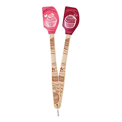 Tovolo Spatulart Mini Spatulas With Cupcake Graphic, Heat Resistant, Dishwasher Safe - Set Of 2