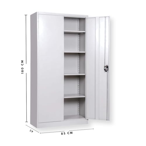 EKE Locker Metalico Gabinete Metalico Tipo Closet para Oficina Hogar Organizador Resguardo de Documtentos Armario de Almacenamiento con Puertas Entrepaños Ajustables Papeleria Hogar (Gris)