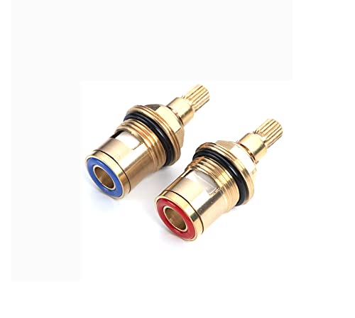 Tiardey 2Pcs Mixer Tap Cartridge 20 Gears Tap Valves Replacement Brass Disc Tap Hot and Cold Faucet Valve Ceramic Tap Cartridge Replacement for Bathroom Kitchen Tap