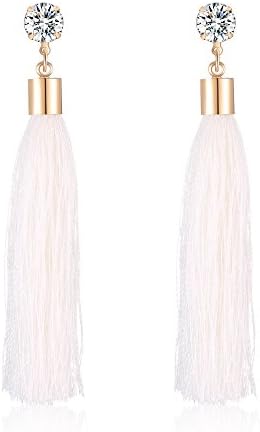 Yanxyad Women Long Rhinestone Tassel Dangle Earrings for Girls Fringe Drop Earrings Elegant