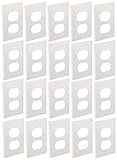 Leviton 80703-W 1-Gang Duplex Receptacle Wallplate, Standard Size, Thermoplastic Nylon, Device Mount, 20-Pack, White, Piece