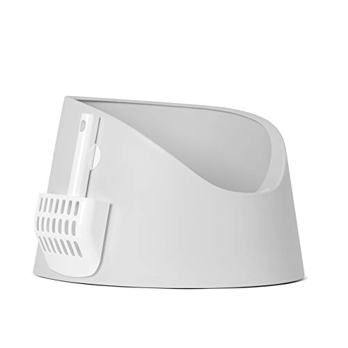 Pidan High Side Cat Litter Box With Shield And Scoop, Open Top Rimmed Litter Pan, Waterproof