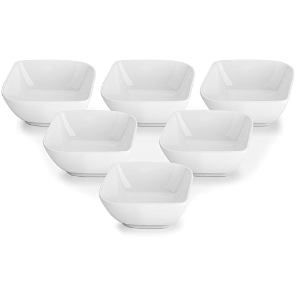 8 Ounces Porcelain Ramekins, Dessert Bowls, Set Of 6, White, Stylish