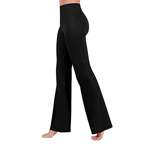 Sunyastor Women Boot Cut Yoga Pants Stretch Bootleg High Waisted Tummy Control Workout Leggings Long Bootleg Flare Pants (B Black, 2X-Large)