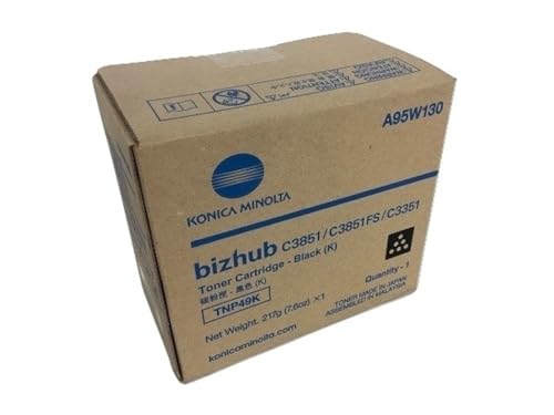 TTCopier Genuine OEM Konica Minolta TNP49K (A95W130) Black Toner Cartridge Bizhub C3351 Bizhub C3851FS