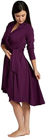 Willwork Women's Robe Size M/L In Plum Purple Bamboo French Terry, Convertible For Maternity and Nursing