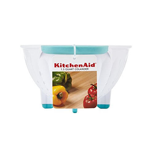 KitchenAid Classic Plastic Colander, 1.5Quart, White/Aqua Sky Pricepulse