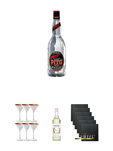 Pitu Cachaca 0,7 Liter + Stölzle Cocktail-und Martiniglas Olympic Serie 6 Gläser - 1408825 + Monin Rohrzucker pur Sirup…