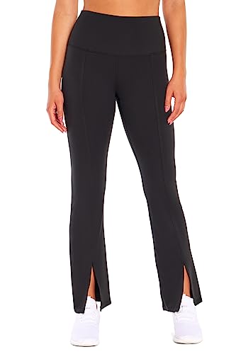 Zobha Women's Standard Daily Ultra High Rise Slit Front Flare Pant, Black