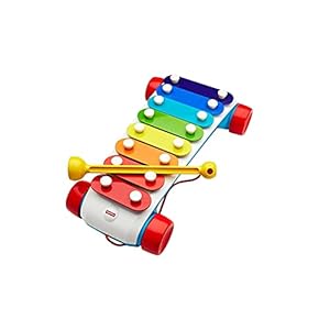 Fisher-Price Toddler Pull Toy, Classic Xylophone Pretend Musical Instrument with Mallet and Rolling Wheels for Ages 18…