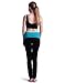 HDE Women's Maternity Yoga Pants Pregnancy Stretch Fold Over Lounge Leggings (Black with Teal, Large)