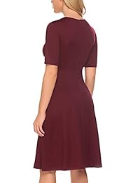 elesol para mujer Sexy Keyhole Semi Formal de manga corta una línea Flare Midi vestido