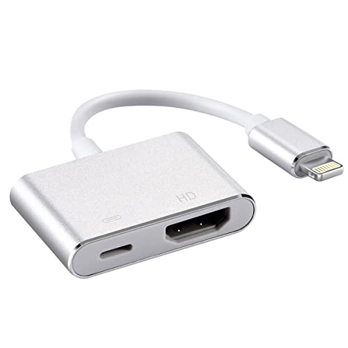 HDMI Adapter for iPhone, Lighting to HDMI Adapter, 2 in 1 Plug and Play