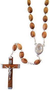 Olive Wood Rosary with Water From River Jordan by Holy Land Imports