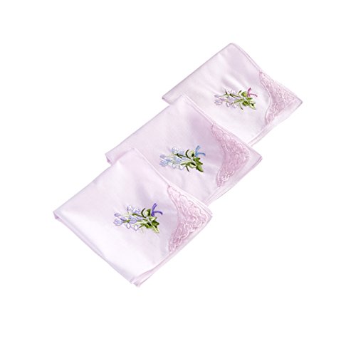 Ricosky Women's\Ladies Embroidery Cotton Handkerchiefs Pack of 6 (LIGHT PINK)