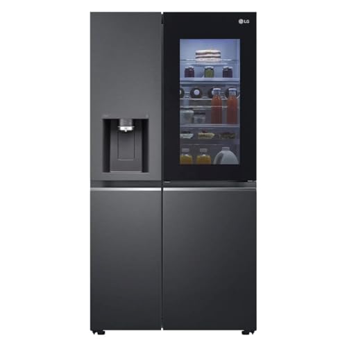 LG Electronics GSXV90MCDE Side-by-Side mit InstaView Door-in-Door | Craft Ice | EIS-, Crushed - und Wasserspender | 635 Liter Kapazität | Festwasseranschluss | Schwarz
