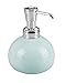 mDesign Retro Bathroom Round Ceramic Refillable Liquid Soap Dispenser Pump Bottle for Vanity Countertop, Kitchen Sink - Holds Hand Soap, Sanitizer, Lotion & Essential Oils - Mint Green/Chrome