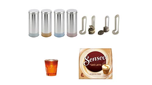 Kaffeepads Café Latte mit Becher von James Premium® O+ 4 Paddosen mit Padlifter