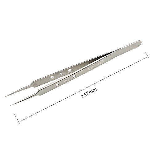 E.Durable Very Fine Tip Tweezers - Straight Tapered Ultra Fine Point Professional Micro Precision Tweezers, Stainless Steel (Model 1)