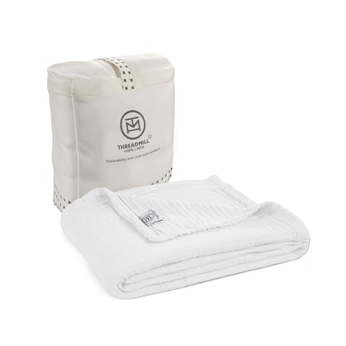 Threadmill Cotton Throw Muslin White 4-layer