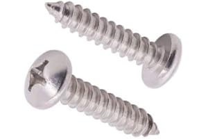 AOESIN #10 x 1" Pan Head Phillps Drive Self Tapping Screws, 304 Stainless Steel, Round Head Wood Screws, Sheet Metal Tek Screws, 60 PCS