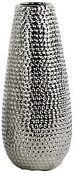 UTC21231 Ceramic Round Vase SM Dimpled Polished Chrome FInish Silver