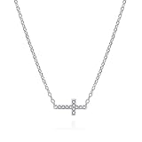 PAVOI 14K Gold Plated CZ Simulated Diamond Sideways Cross Necklace for Women