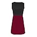 SUNNOW Womens Summer Sleeveless Lace Top Short Skater Pleated Dress Party Mini Dress (M, Wine Red)
