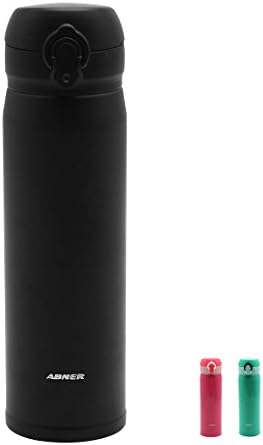 ABNER 17oz Double Wall Vacuum Cool Insulation Stainless Steel Water Bottle Leak- proof ,HomeOutdoor Travel Coffee Mug with Lid,Keeps Cold And Hot (Black)