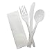 R Noble 160 Plastic Silverware Set with Napkins, Individually Wrapped, Disposable Silverware Set, Cutlery Kit, Medium Weight, 160 Napkins, 160 Plastic Forks, 160 Plastic Spoons, 160 Plastic Knives