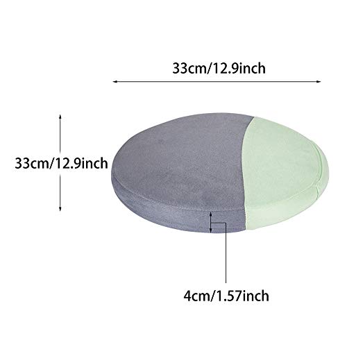 JoyBox-Round-Seat-Cushion-for-Office-Chair-Lower-Back-Pain-Tailbone-Coccyx-Sciatica-Relief-Pure-Memory-Foam-for-Relaxing-Yoga-Meditation-Home-Car-Use-Gray-Green-33-33-4-cm