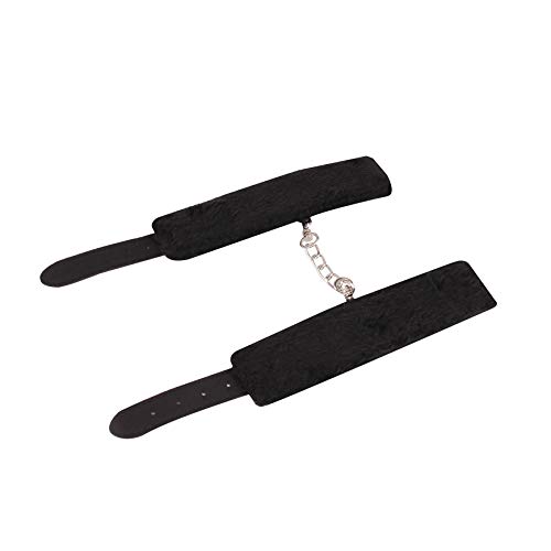 Handcuff, Lichee Pattern Handcuff, Durable Leather Adjustable Handcuff, Multifunctional Handcuff, Super Soft Fur Handcuff (Black) - Thumbnail 3