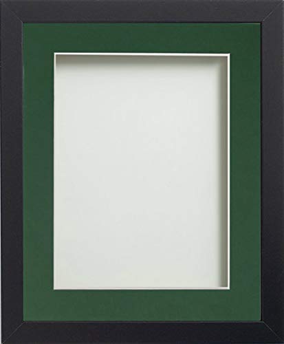 Frame Company Allington Black 14x11 inch Frame With Bottle Green Mount For Image A4 *Choice of sizes* Fitted with Real Glass