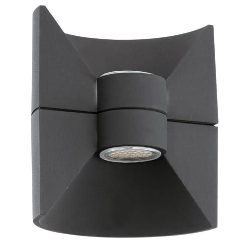 EGLO LED Außen-Wandlampe Redondo, 2 flammige Außenleuchte, Wandleuchte aus Aluguss, Farbe: Anthrazit, IP44