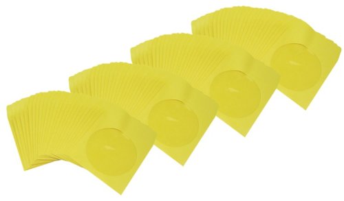 100 x Yellow Colored Paper CD / DVD Disc Sleeves With Flap & Window #CDIWWFYE - Perfect for Organizing & Storing CDs and DVD Discs!