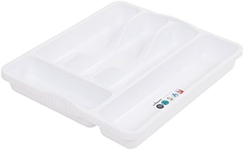 WHAM Plastic Kitchen Cutlery Tray Organiser Rack Holder Drawer Insert Tidy Storage - White
