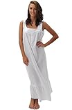 Del Rossa Women's Patricia Cotton Nightgown, Long Sleeveless Victorian Sleepwear