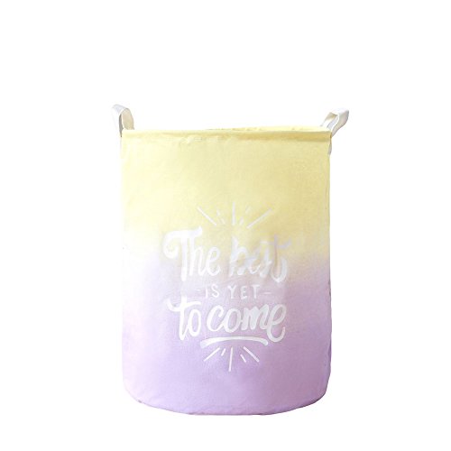 AkoMatial Fashion Storage Box, Gradient Color Printed Washing Bag Laundry Basket Storage Bin Clothes Holder Yellow + Purple