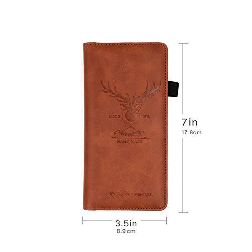 Menesia Checkbook Cover for Men & Women RFID Leather Check Book Holder Wallet(Brown Deer)