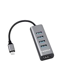 TWOPAN USB C Hub T1-H, USB-C a USB 3.0 HDMI adaptador, aluminio 5 puertos USB-C Digital AV Multiport Adapter, compatible con el nuevo MacBook Air 2018 Pro 2018 2017, Chromebook.Travellers Choice, Space Gray.