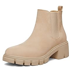 mysoft Women's Platform Chelsea Boots Lug Sole Slip