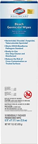 CloroxPro Healthcare Bleach Germicidal Wipes, Healthcare Cleaning and Industrial Cleaning, Clorox Wipes, 50 Co