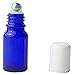 3PCS Empty Blue Glass Roll-on Bottles with Stainless Steel Roller Balls and White Cap for Essential Oil Perfumes Lip Balms Attar Container (30ml/ 1oz)