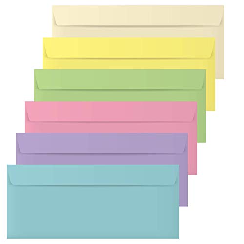 10 Colored Envelopes 120 Pack Pastel Color Business Envelopes, V