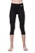 NIRLON Capri 3/4 Yoga Pants Sides Pocket High Waist Workout Black Leggings for Women