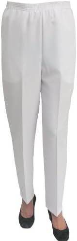 Poly/Gab Elastic Waist Slacks- New Spring Colors (6 Petite, White)